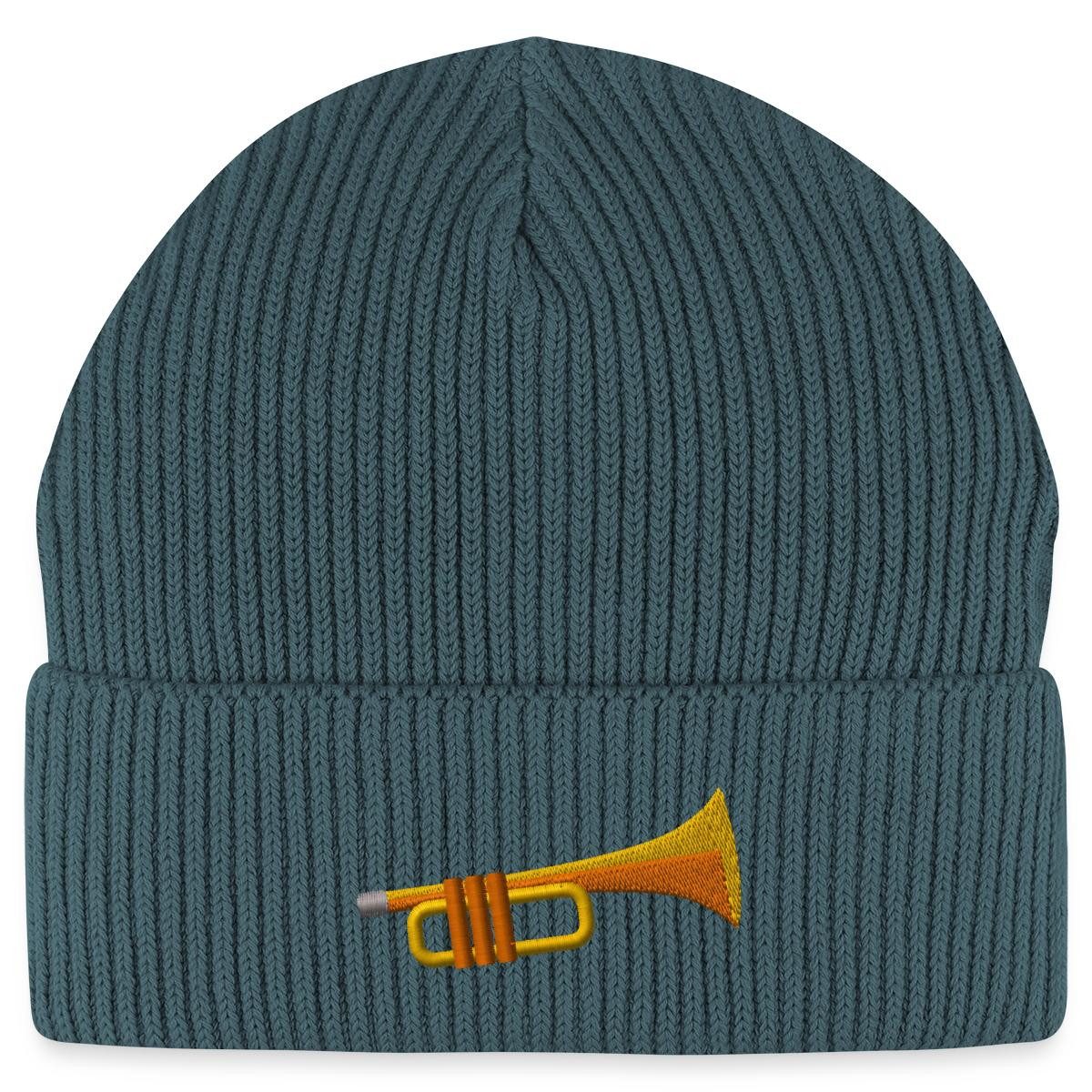 Beanie Stickerei Trompete Fisherman Beanie Bio Mütze