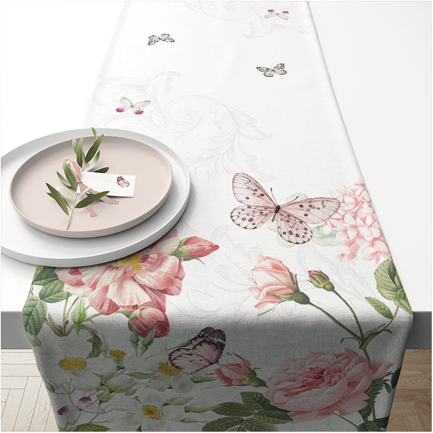 Ambiente® Узкие скатерти Amelia (1-tlg, 1-teilig), Узкие скатерти Tischdecke ca.40x150cm Baumwolle