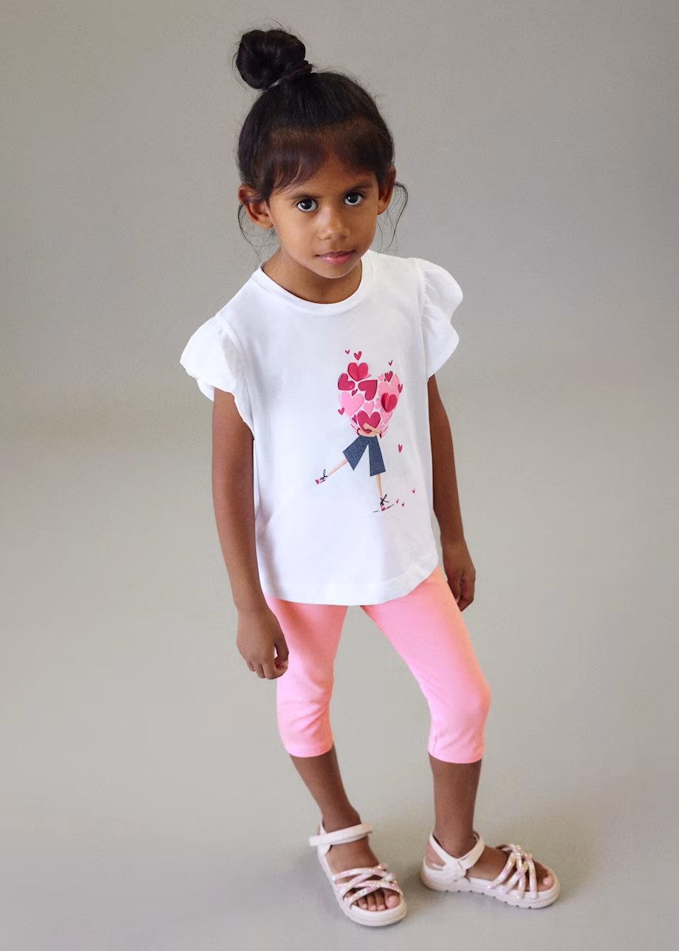 Mayoral Shirt & Leggings 3-teiliges Mädchen Set mit Herzen – T-Shirt & 2 Leggings