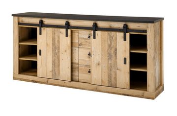 Furn.Design Sideboard Stove (Kommode in Used Wood, Breite 200 cm, 6 Schubladen), mit Schiebetüren, Soft-Close