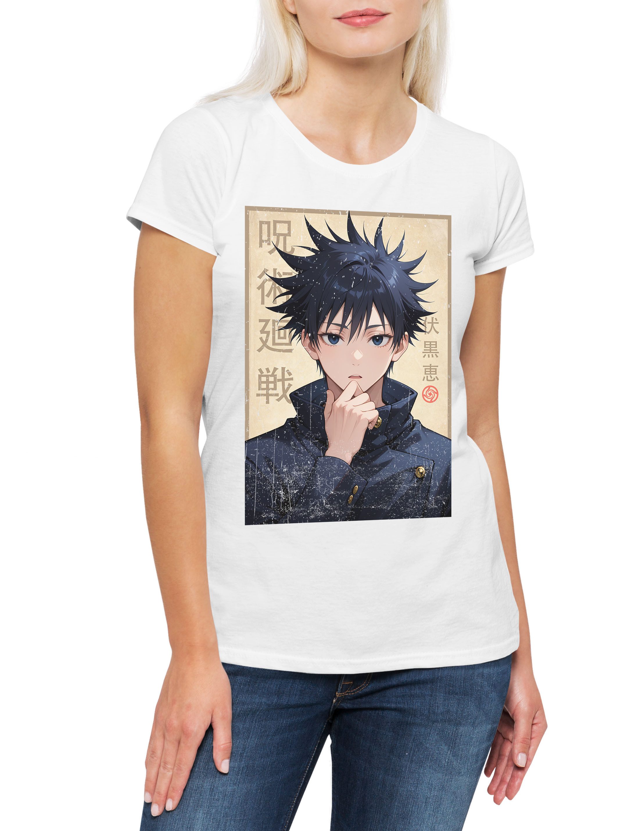 Print-Shirt Megumi Portrait Damen T-Shirt Yuji Itadori Gojo Kaisen Satoru