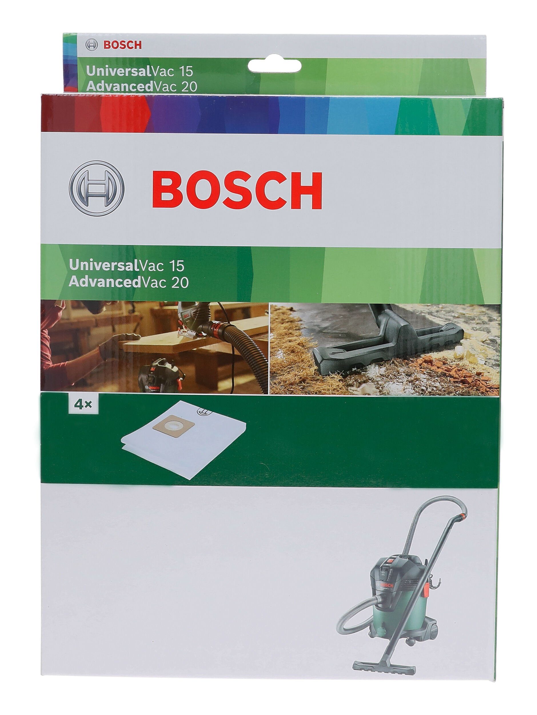 15 AdvancedVac UniversalVac und für Staubsaugerbeutel, 4-teilig BOSCH Vliesfilterbeutel 20,