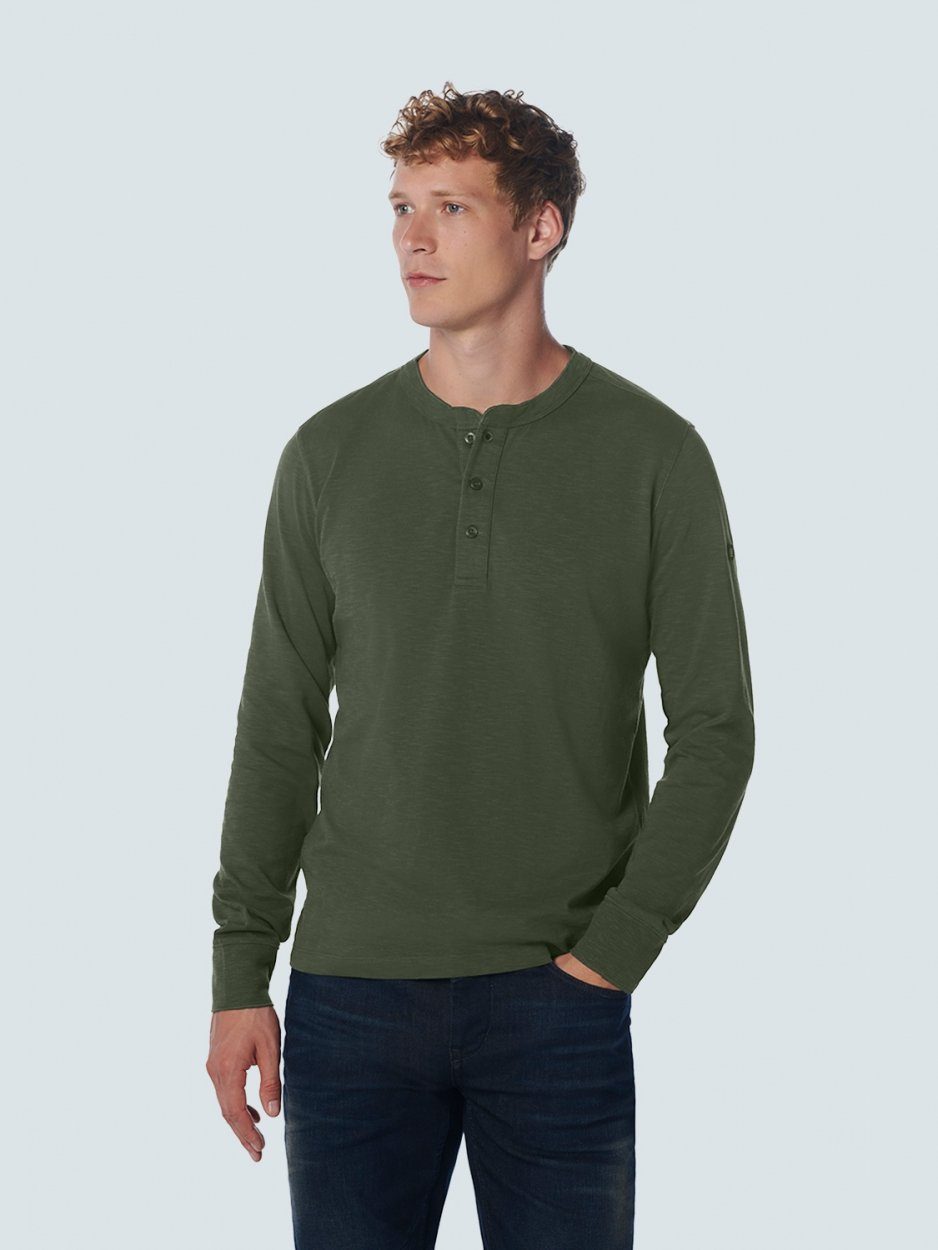 EXCESS NO Sleeve Garmen Long Longsleeve Dark Granddad T-Shirt Green