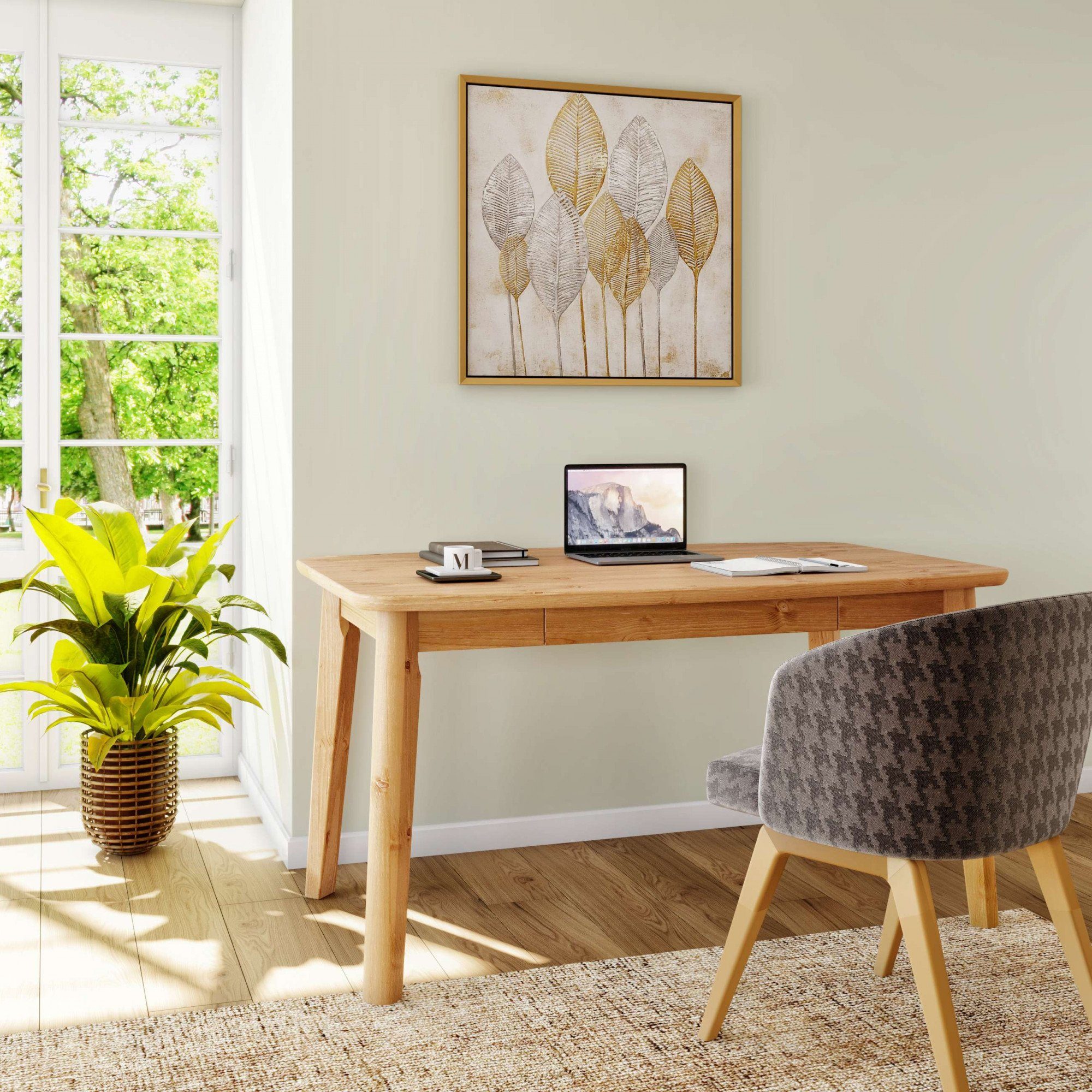 Home affaire Esstisch Home Office | Stauraum, Palermo, natur Schreibtisch mit natur aufklappbar, Platte