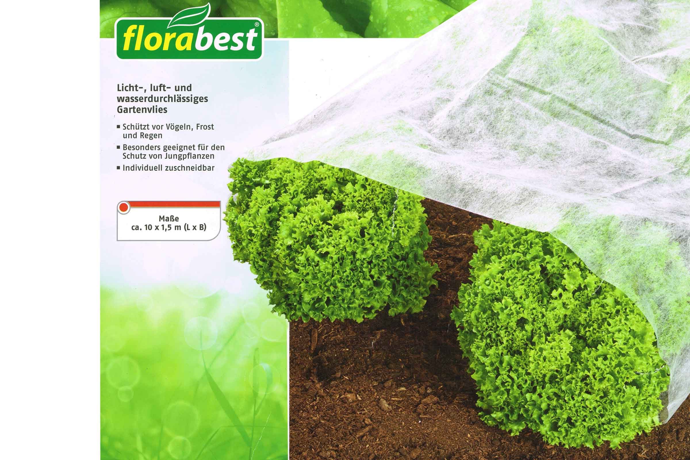 Florabest Gartenvlies Pflanzen Vlies Frühbeet Jungpfanzen Garten Schutz Vögel Frost 10x1,5m, Schützt zuverlässig vor Frost, Hagel, Wind und Vögeln