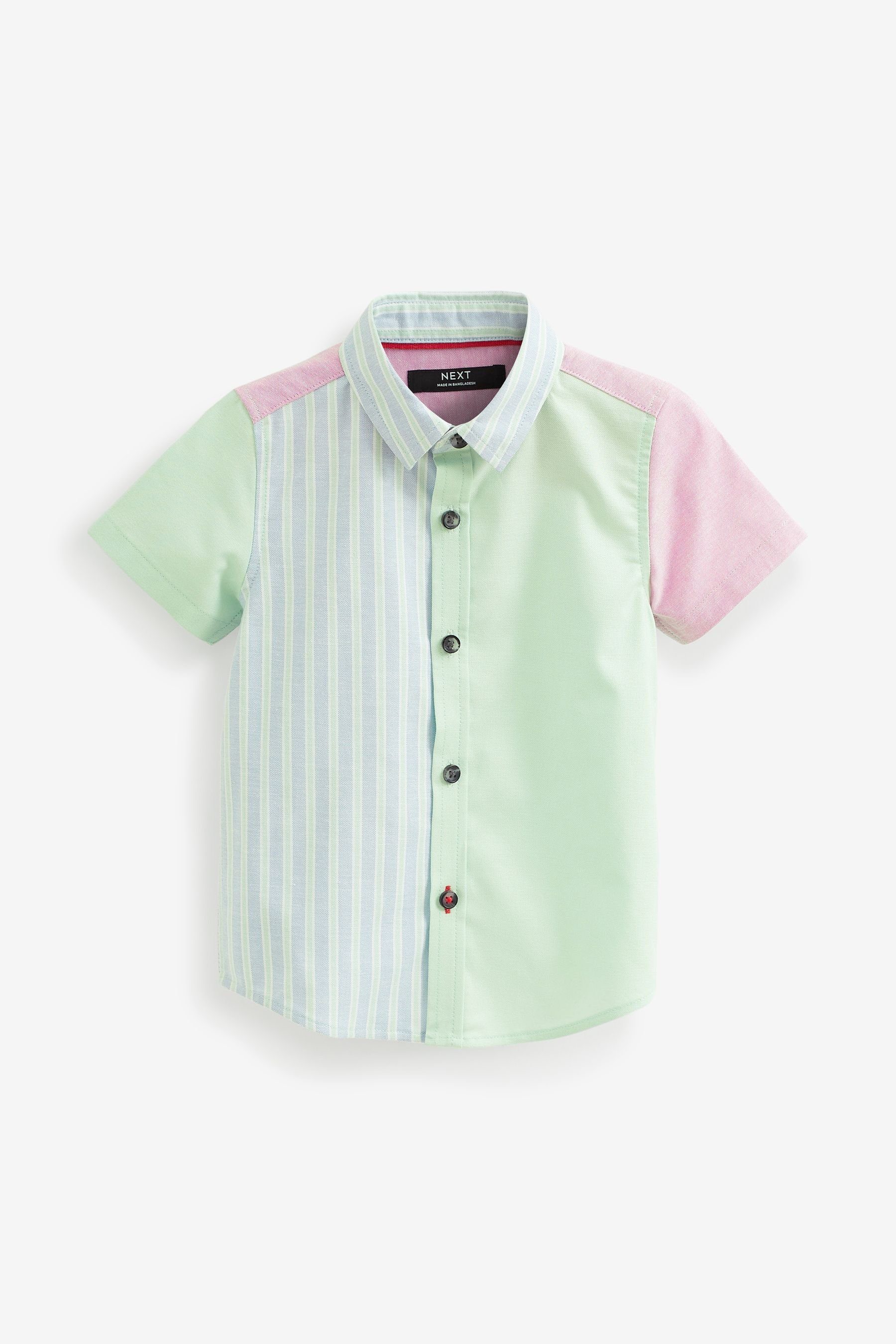 Next Kurzarmhemd Kurzärmeliges Hemd mit Farbblockdesign (1-tlg)