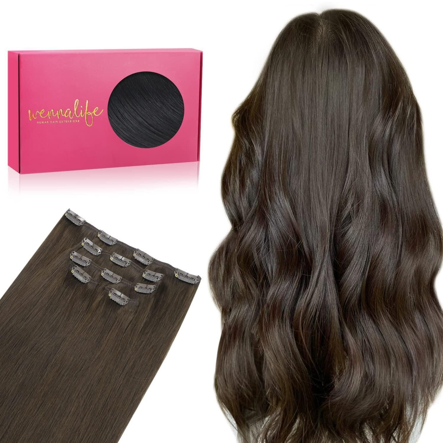 LuxusKollektion Echthaar-Extension Clip in Echthaarverlängerung hellbraun
