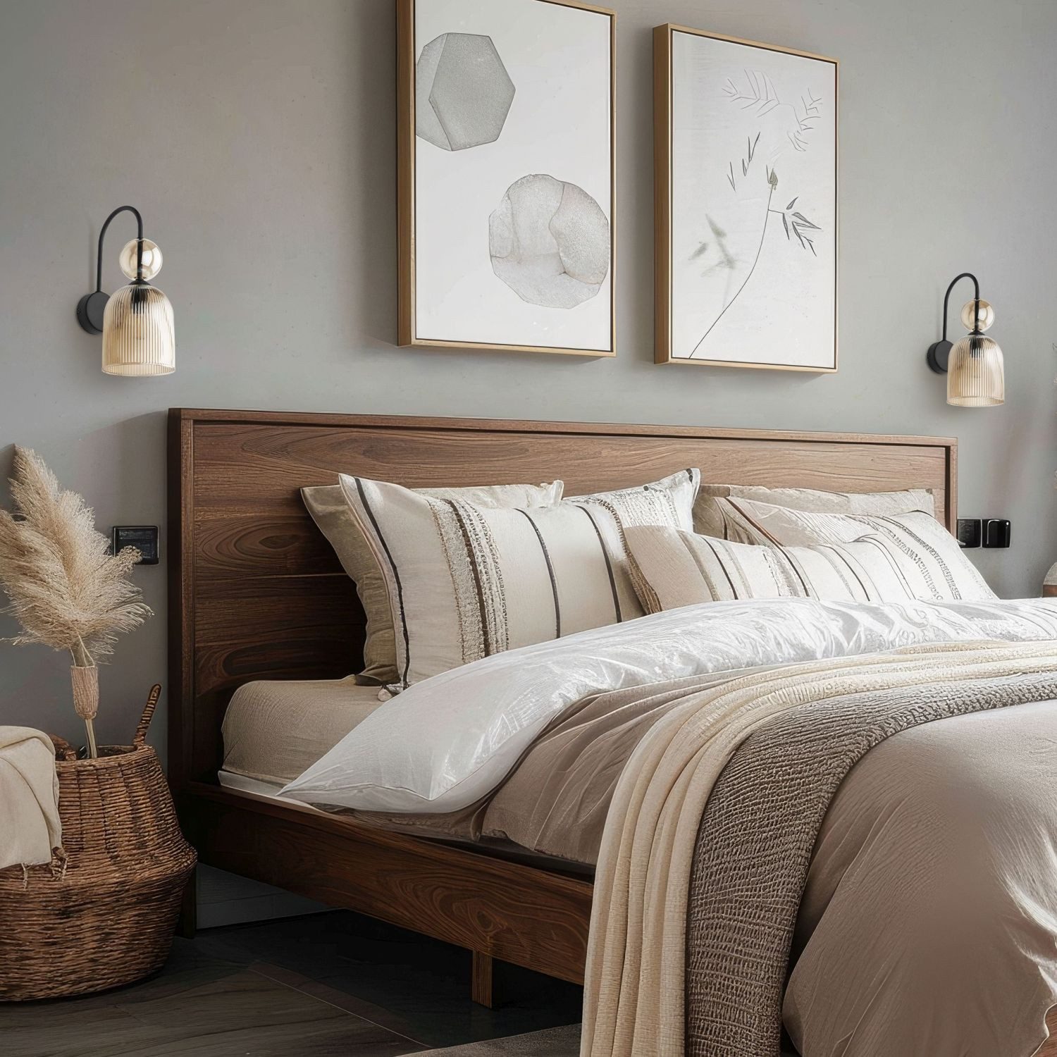 Licht-Erlebnisse Wandleuchte ISERO, ohne Leuchtmittel, Metall Rauchglas E14 H: 33,5 cm Schwarz Cognac Modern