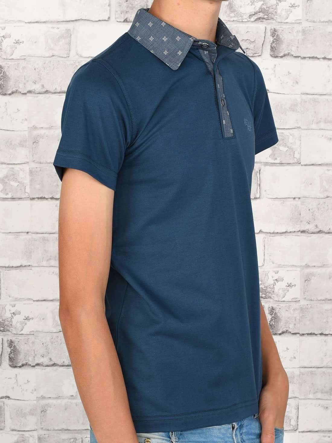Dunkelblau Casual Kontrastfarben BEZLIT mit (1-tlg) Kurzarmshirt Shirt Jungen Polo