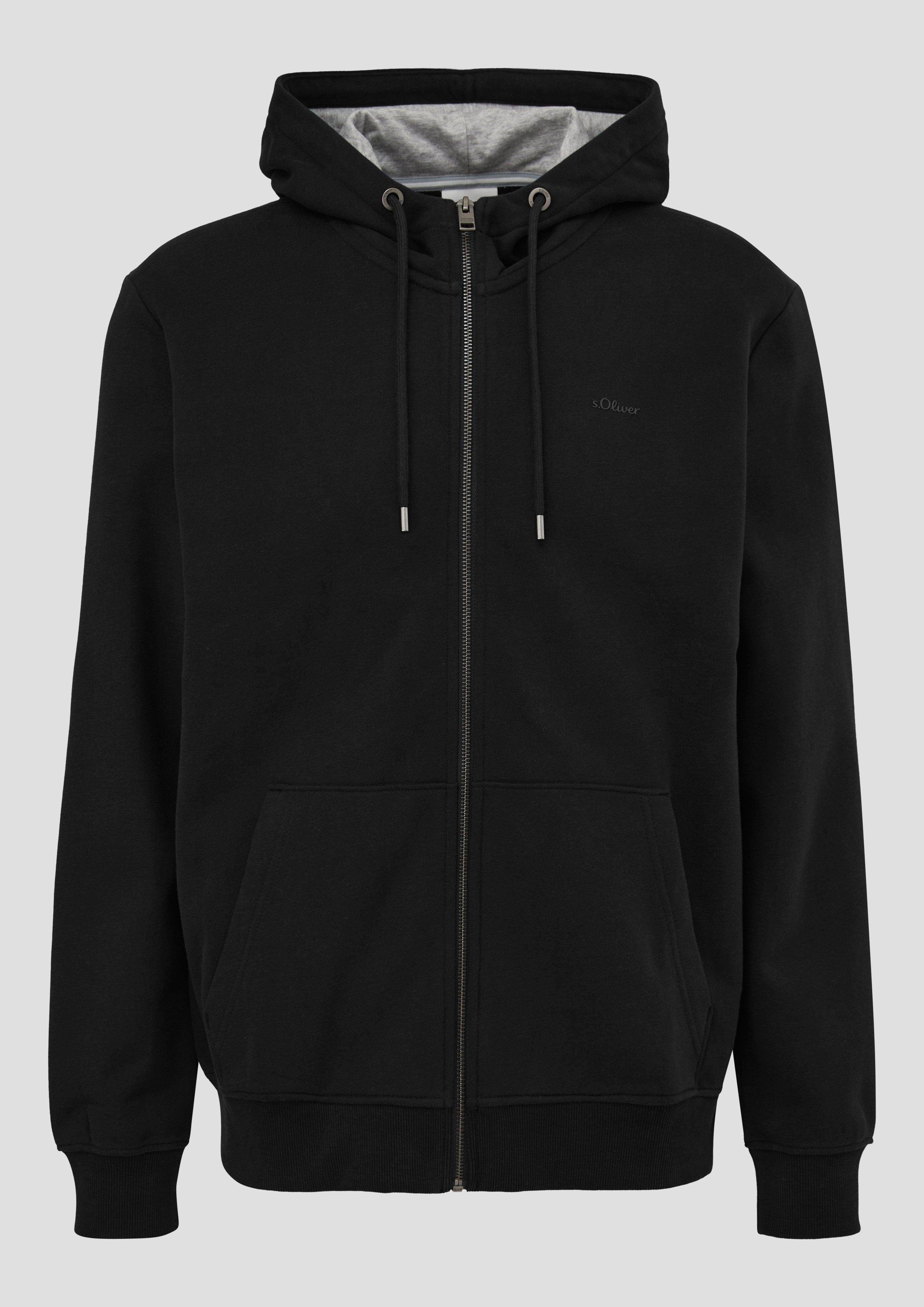 s.Oliver Allwetterjacke Sweatshirt-Jacke mit Kapuze und Logo Durchzugkordel