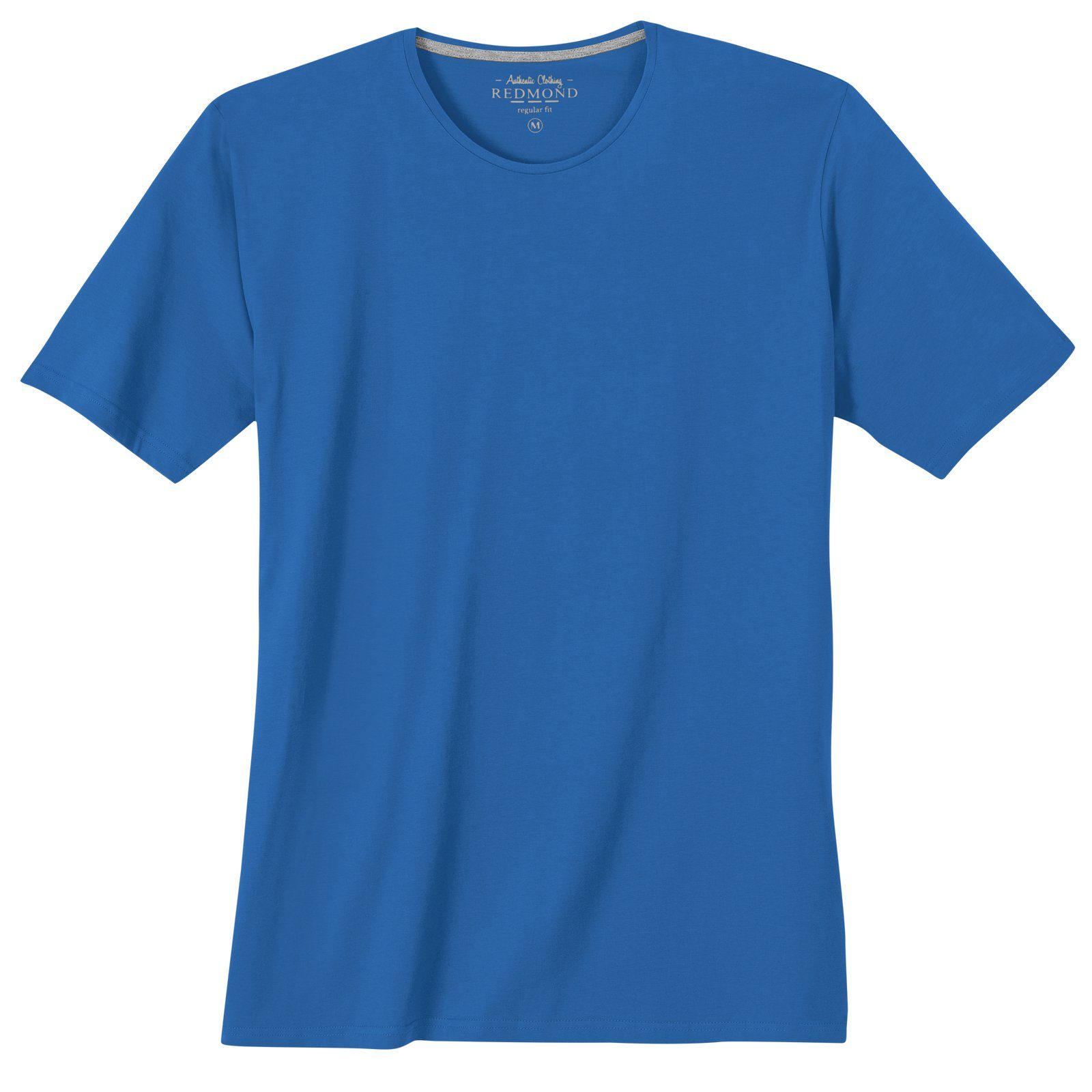 Redmond Rundhalsshirt Übergrößen Rundhals azurblau Redmond Basic T-Shirt