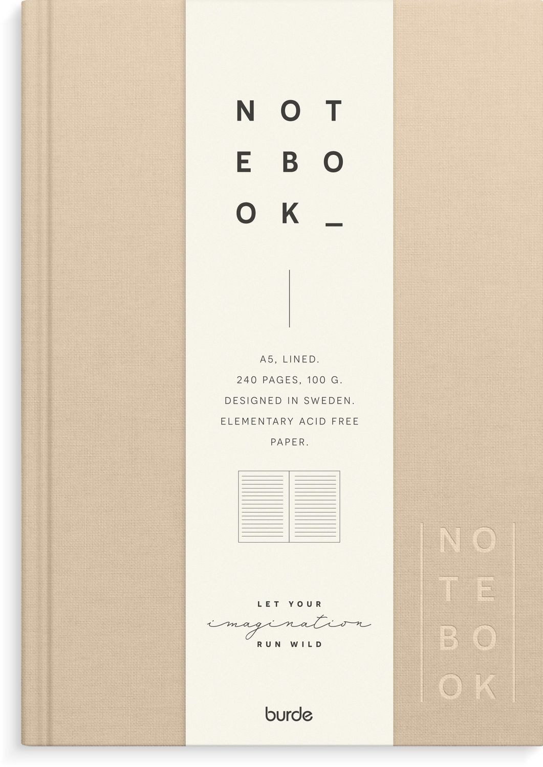 Notizbuch Burde Notizbuch Textil beige liniert A5