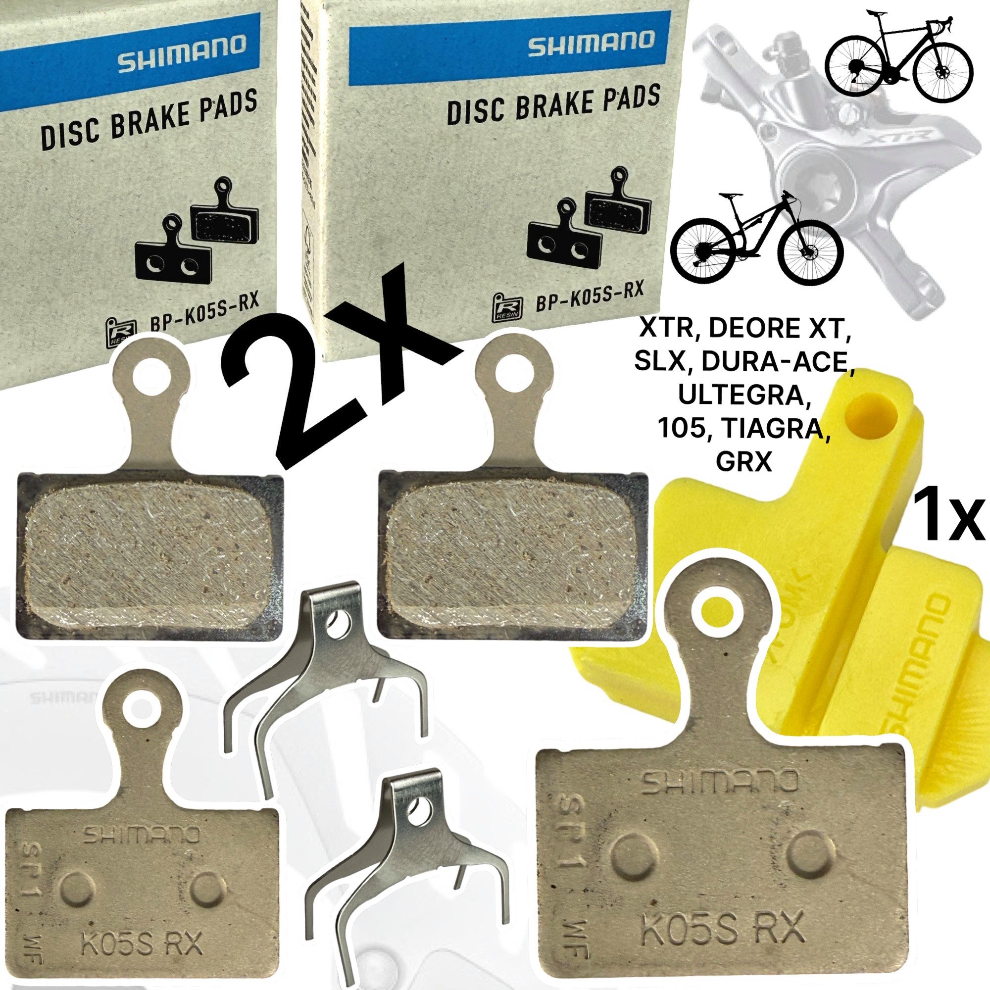 Shimano Scheibenbremse Shimano 2x K05S-RX Resin XT XTR 105 Ultegra Disc Scheibenbremsbeläge