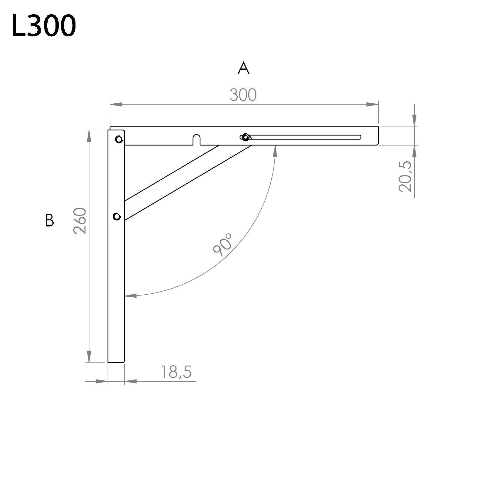 SO-TECH® Wandregalhalter Klappkonsole Länge 300 120 (pro Paar), 1-tlg. 260 mm Schwarz Tragkraft / kg mm Höhe