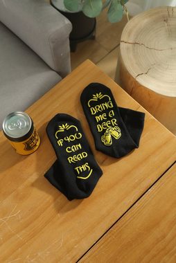 Lucadeau Socken mit Spruch "Wenn du das lesen kannst, bring mir Bier" in DE oder EN (1 Paar) rutschfest, Gr. 37-44, Geschenke für Männer, Geburtstagsgeschenk