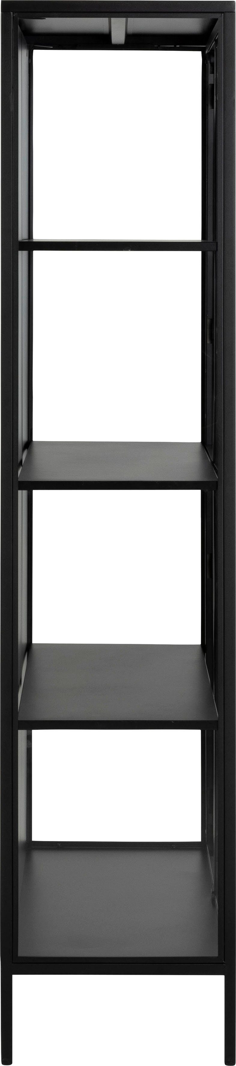 4 mit 180cm Vitrine ACTONA Höhe York Metall, Fächern, New GROUP Glastüren und schwarzes