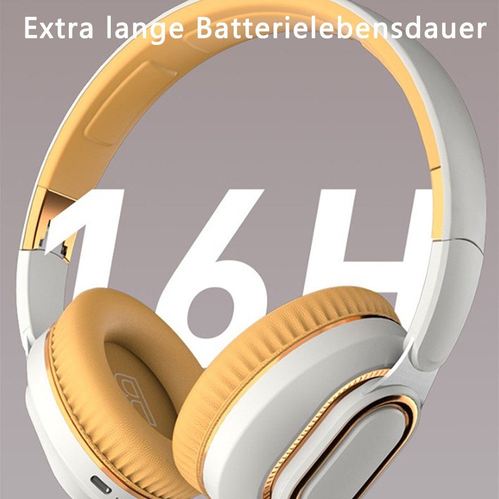 Akkulaufzeit Bluetooth Grau Over-Ear-Kopfhörer Dekorative mehrere Kopfhörer Akkulaufzeit, Wiedergabeoptionen) HIFI-Klangqualität, (Geräuschunterdrückung, 16h lange 5.0