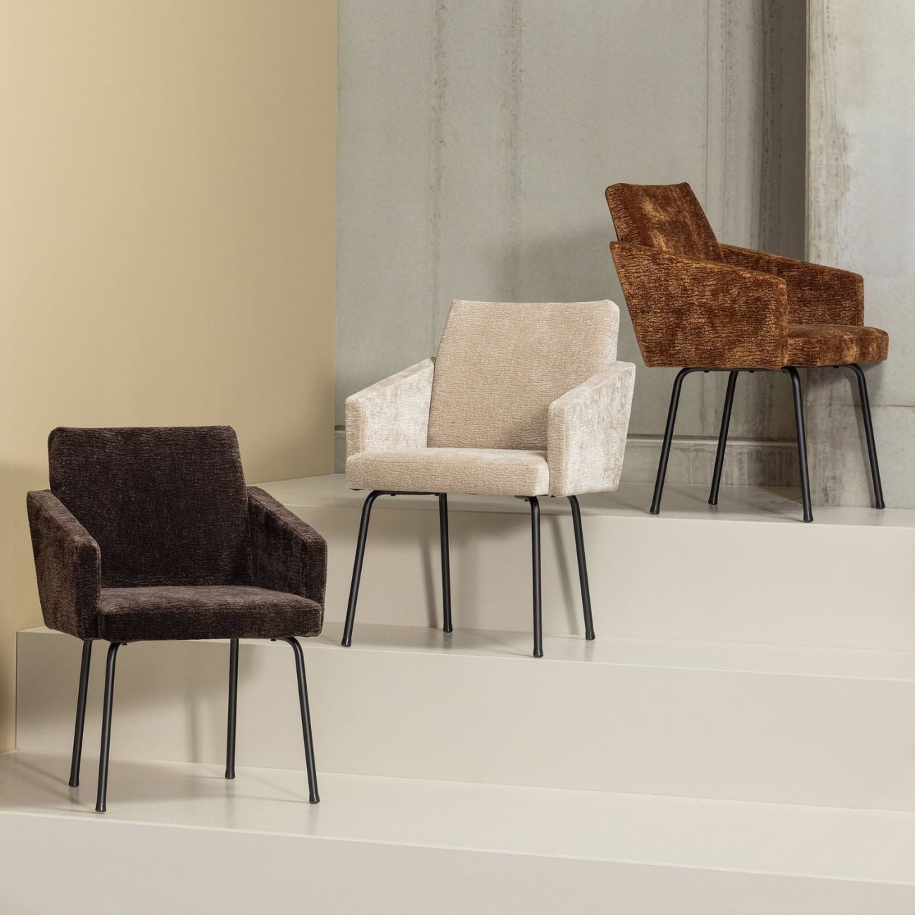 WOOOD Stuhl Mount Chenille-Stoff, Sand
