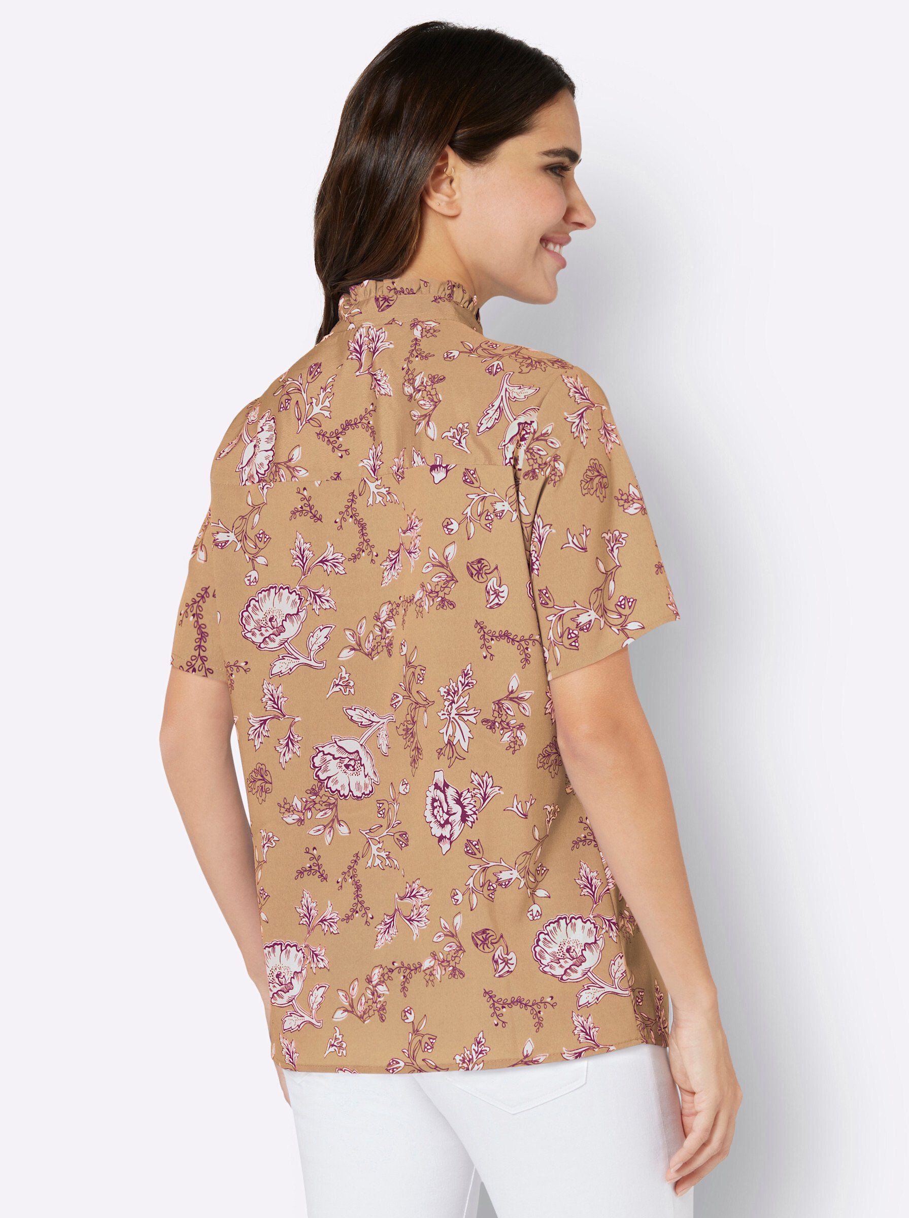 Sieh an! Klassische Bluse camel-bordeaux-bedruckt