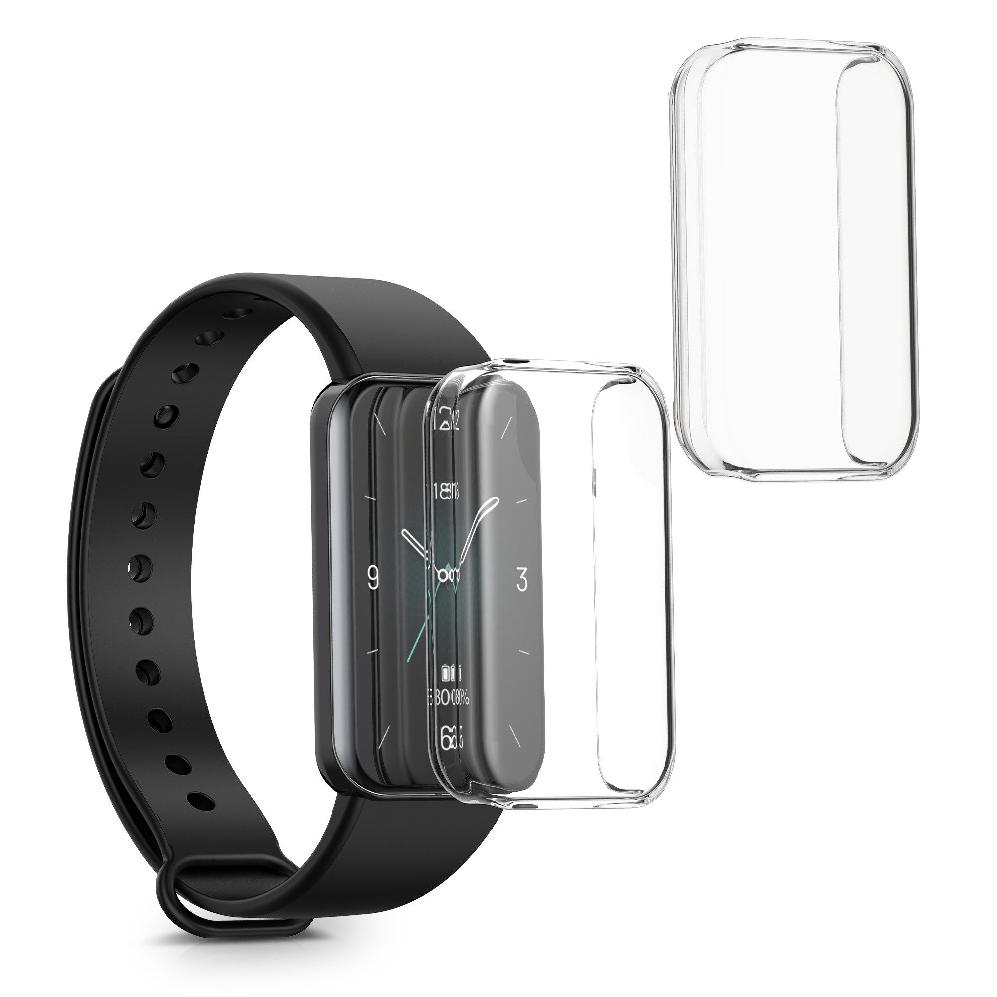 kwmobile 2x Silikon Hülle für HONOR Band 9 Smartwatch, 2-tlg., Schutzhülle Fullbody Display Cover Set aus Silikon