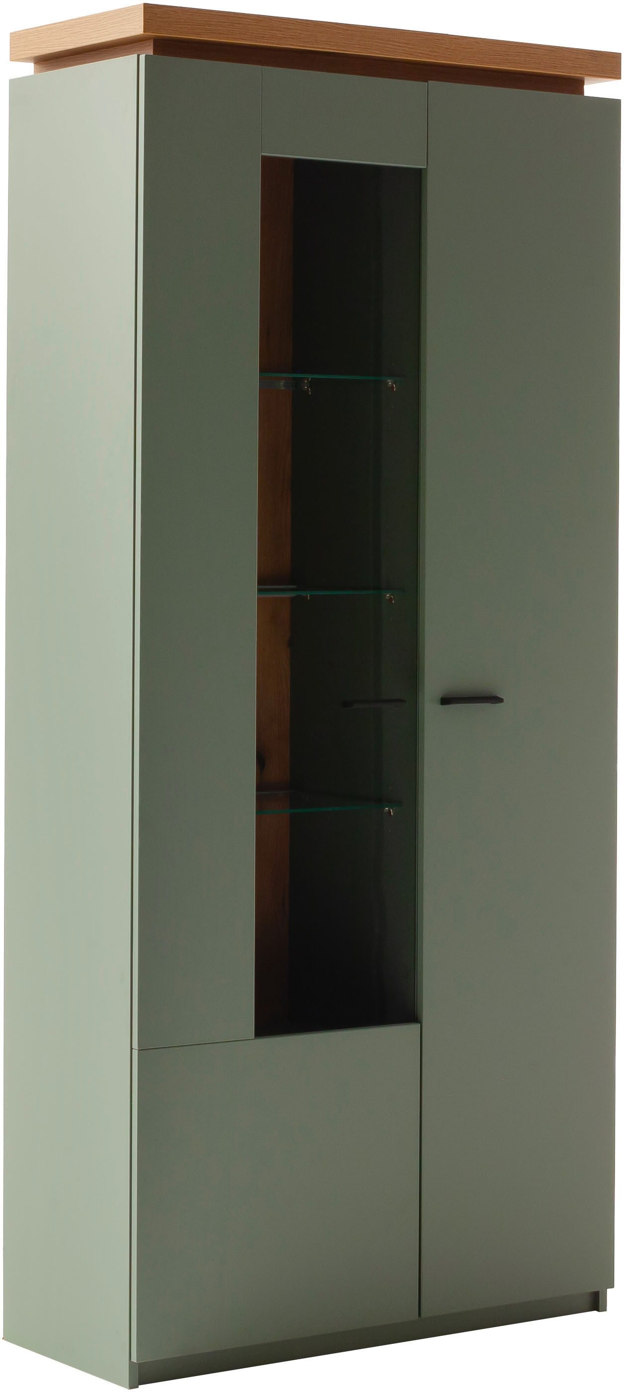 MCA furniture Vitrine Moniz Kombi-Vitrine (1-St) Standvitrine,Glasvitrine,Metallgriffe,1 Tür, 3 Glasböden, Höhe 197 cm