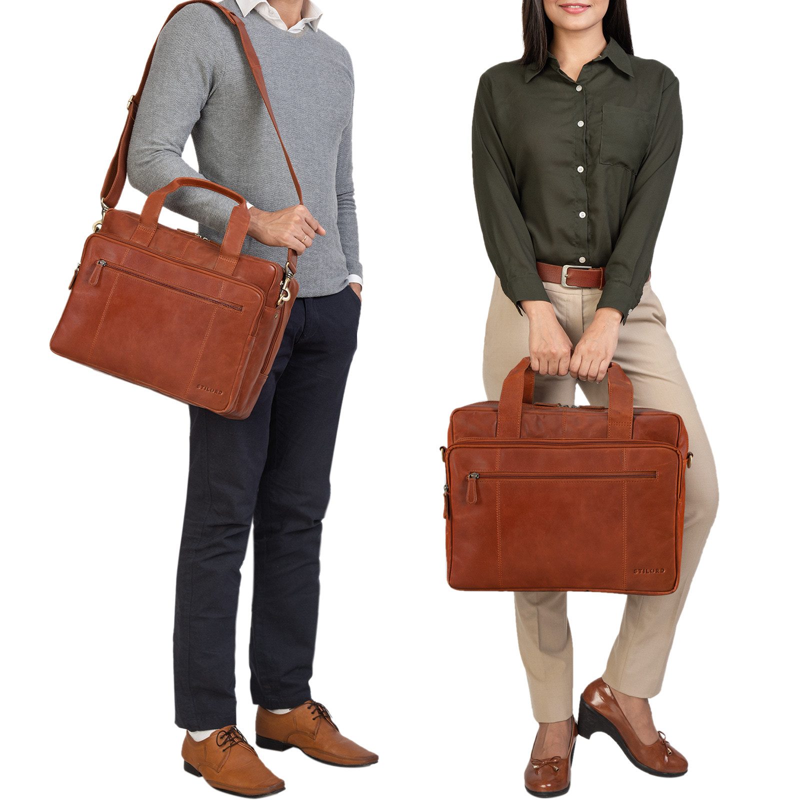 STILORD Aktentasche "Experience" XL Aktentasche Leder Herren Große 15,6 Zoll Laptoptasche