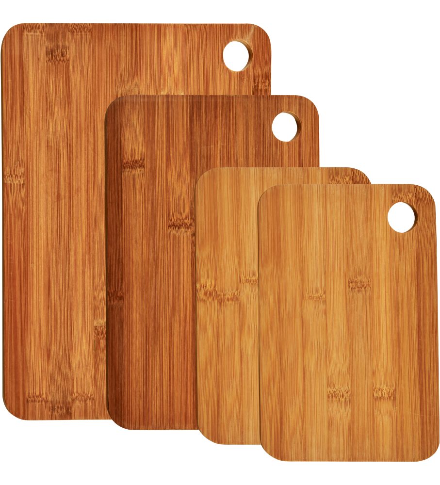 KESPER® Schneidebrett, Bambus, (Set, 4-St), aus FSC®-zertifiziertem dunklen Bambus