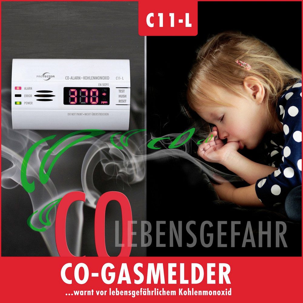 Protector Protector C11-L Kohlenmonoxid-Melder batteriebetrieben detektiert Ko Gasmelder
