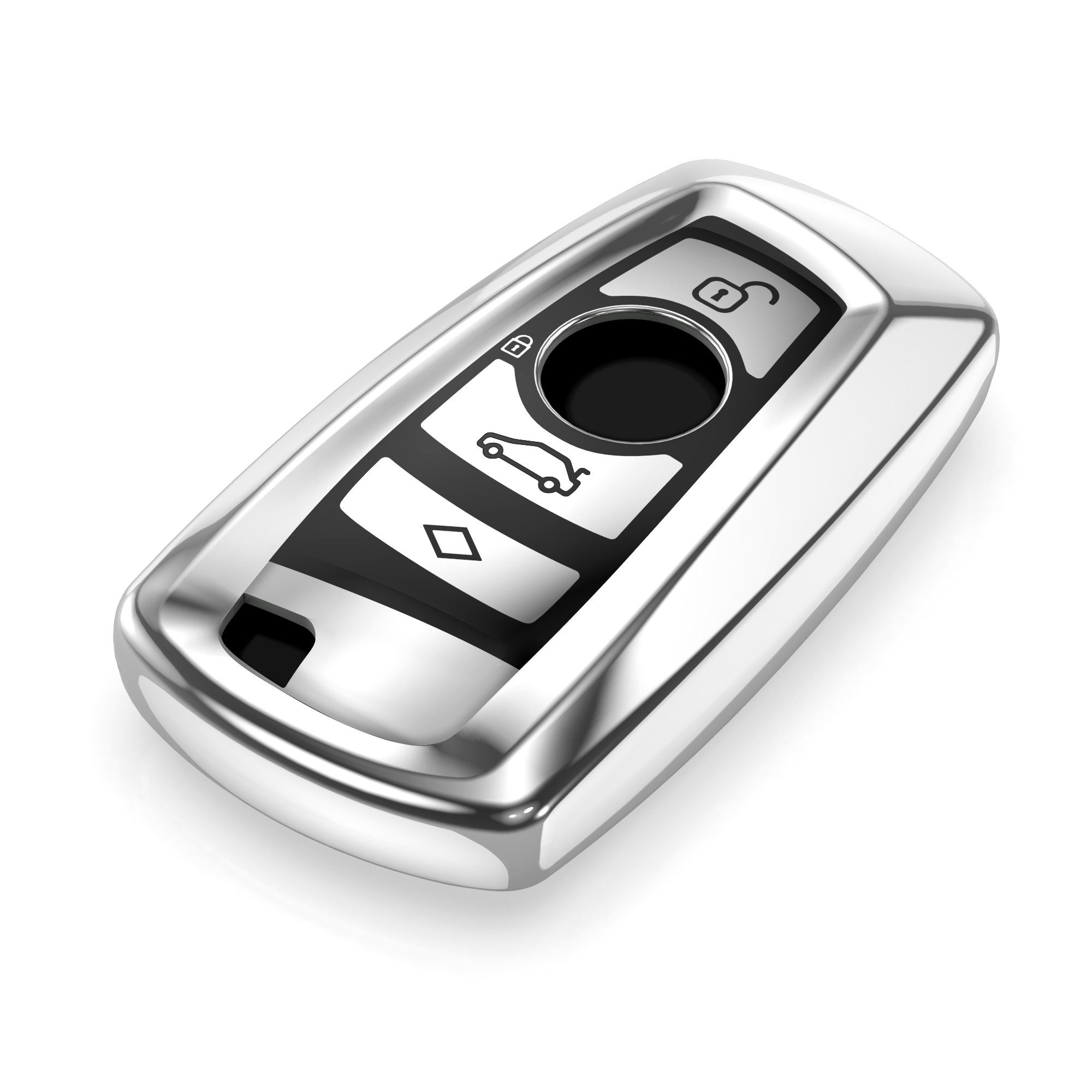 kwmobile BMW, für Hülle Silikon Case Schlüsselhülle Silber Cover Schlüssel Autoschlüssel Hochglanz Schlüsseltasche