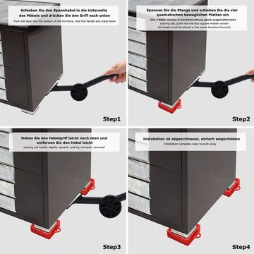 Feel2Home Möbelrolle Möbelheber 5 tlg. 300 KG Möbeltransport Set Umzughelfer Möbelrollen, 360° drehbarer Teller mit Gummi