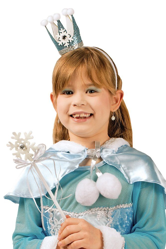 Das Kostümland Prinzessin-Kostüm Schneekönigin Prinzessin Set für Mädchen -  Hellblau / Weiß - Zubehör Winterfee Eiskönigin Eisprinzessin Kostüm  Fasching Kindergeburtstag