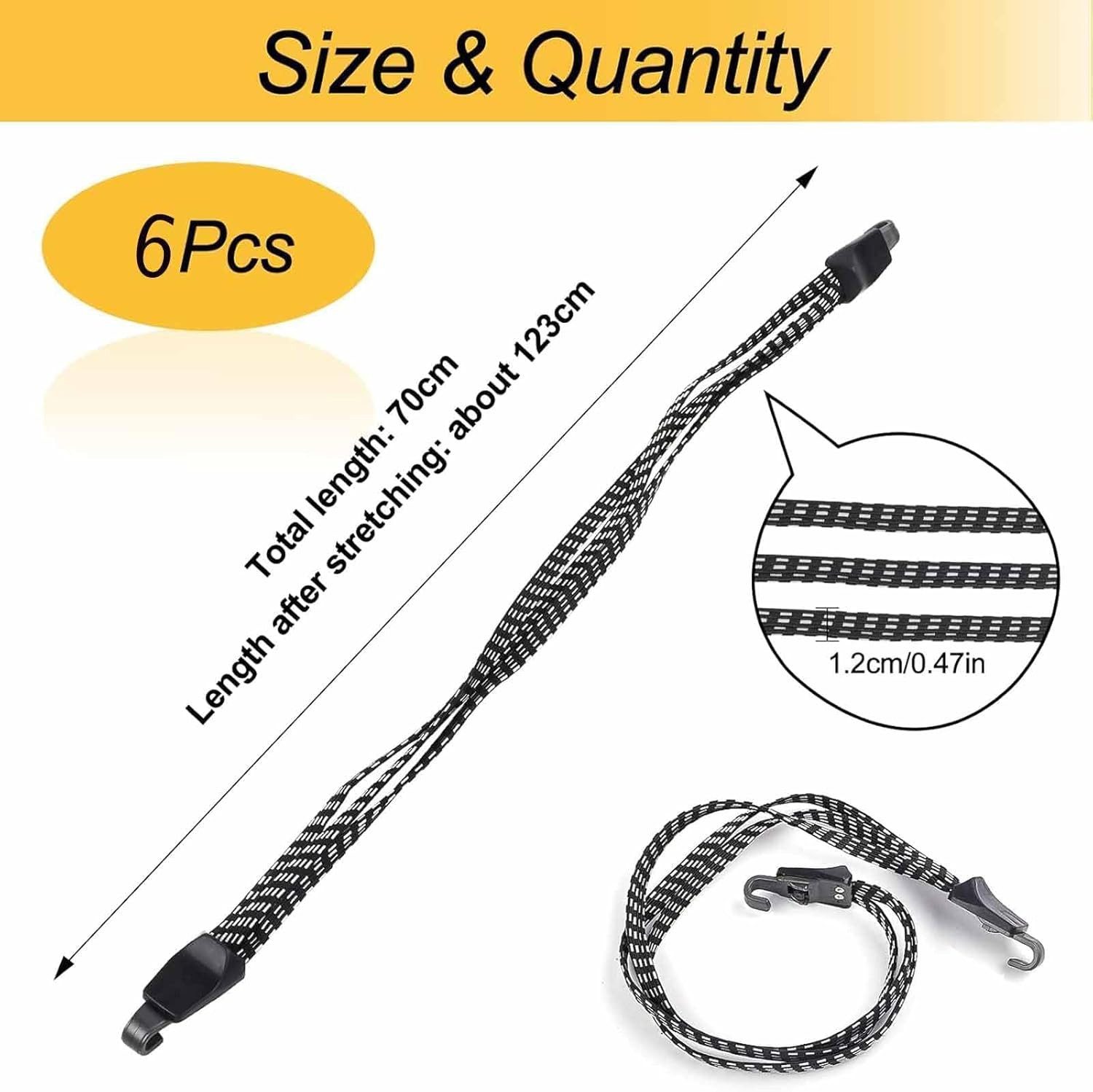 FELIXLEO Spanngurt 6 Stück Gepäckspanner Gummispanner mit Haken Elastische Spanngurte (6-St)