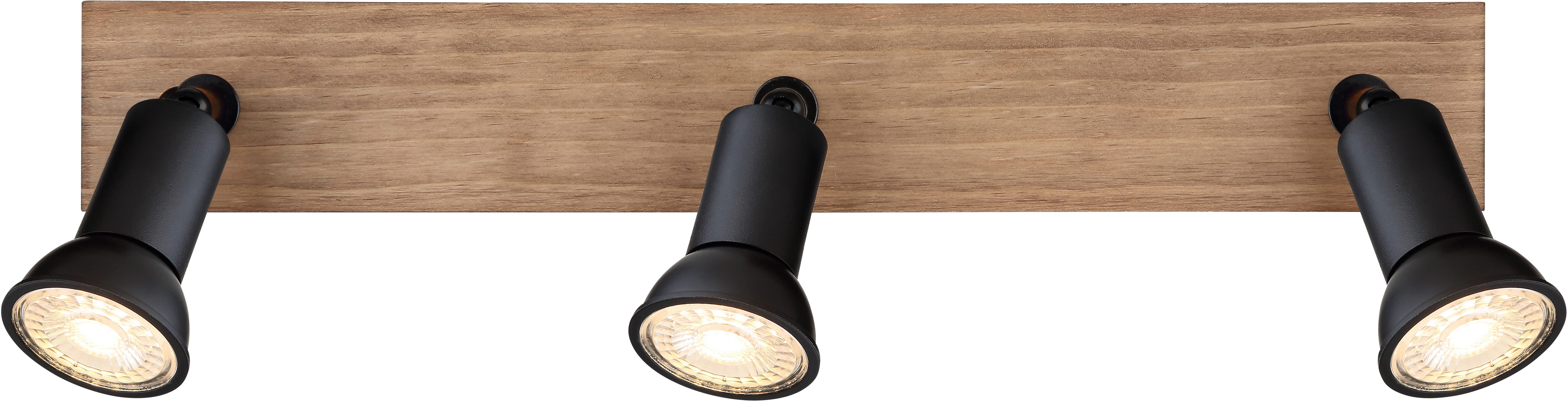 GLOBO LIGHTING Deckenstrahler DREW, ohne Leuchtmittel, Deckenspot/Holz/schwarz/LxBxH: 400x60x90mm
