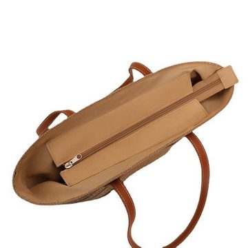 AUKUU Strandtasche Gestreifte Gestreifte Strohtasche mit einer Schulter gewebte, Tasche für den Sommer große Kapazität lässig vielseitig für