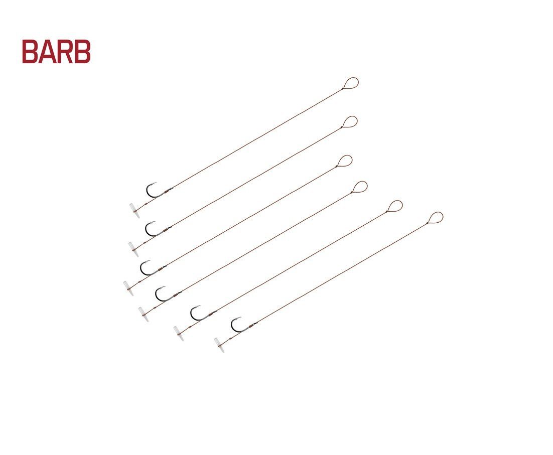 Delphin.sk Feederhaken 6 Method Feeder Vorfachhaken gebunden mit geflochtener Schnur, (Spar-Set, 6-St), Am Rig wird ein Qualitätshaken CHINU(BARB) / SMUTER(B-LESS) verwendet