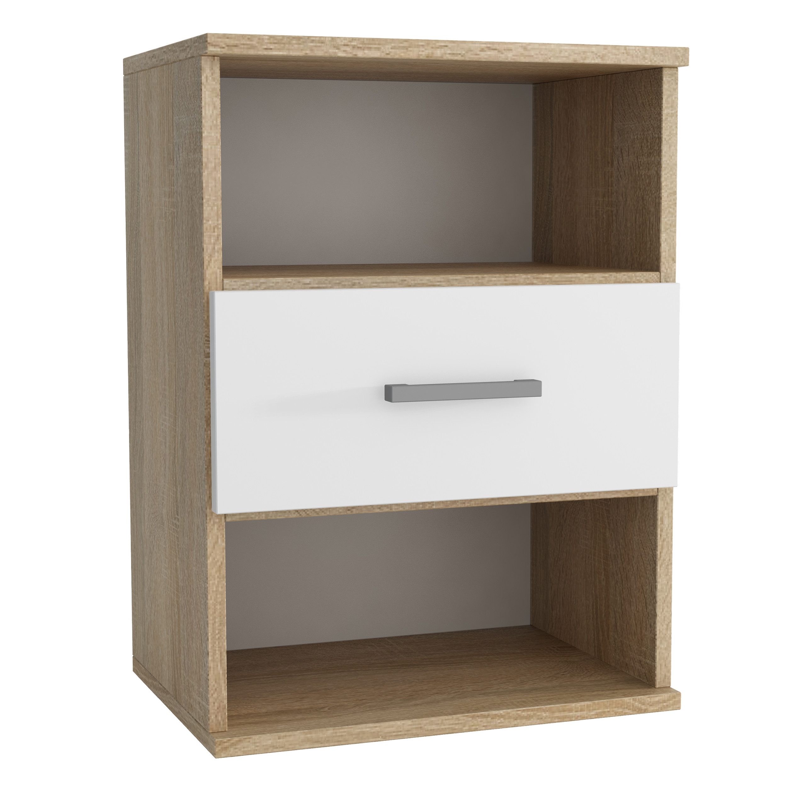 Masseno Nachttisch NOCTA 48 cm Nachtschrank mit 1 Schubladen Eiche Sonoma