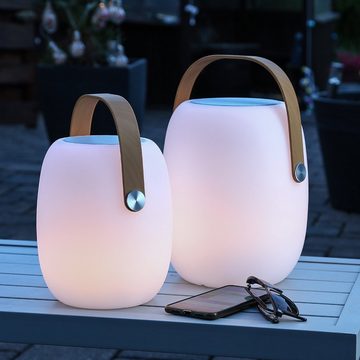 MARELIDA LED Außen-Tischleuchte LED Lautsprecher Terrassenleuchte Bluetooth wiederaufladbar H: 27cm