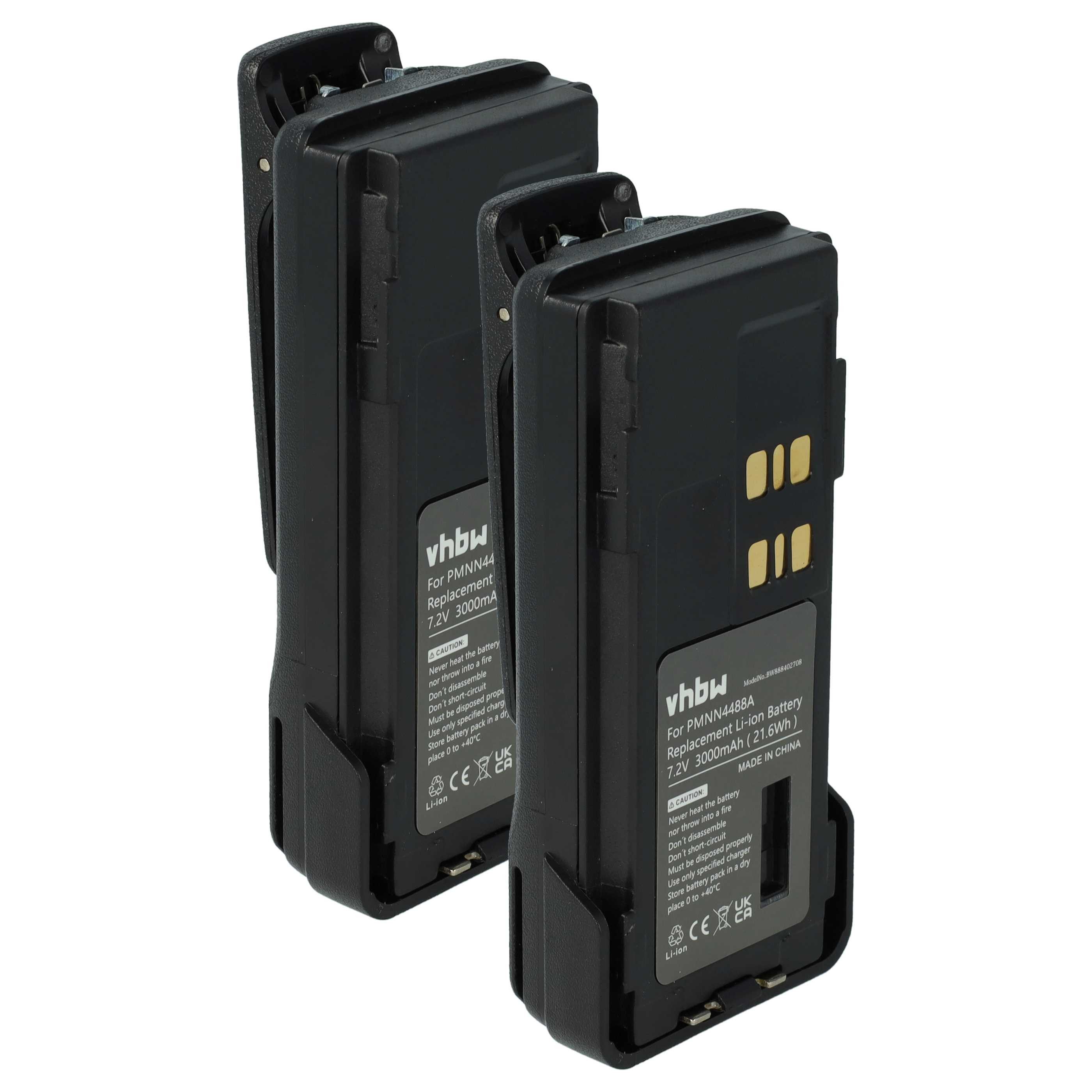 vhbw Akku passend für Motorola DP4400E, DP4600e, DP4401e, DP4601, DP4600, Akku Akku Li-Ion 3000 mAh (7,2 V, 2 St), Leistungsfähige Austausch-Akkus für Ihr Funkgerät, Walkie-Talkie