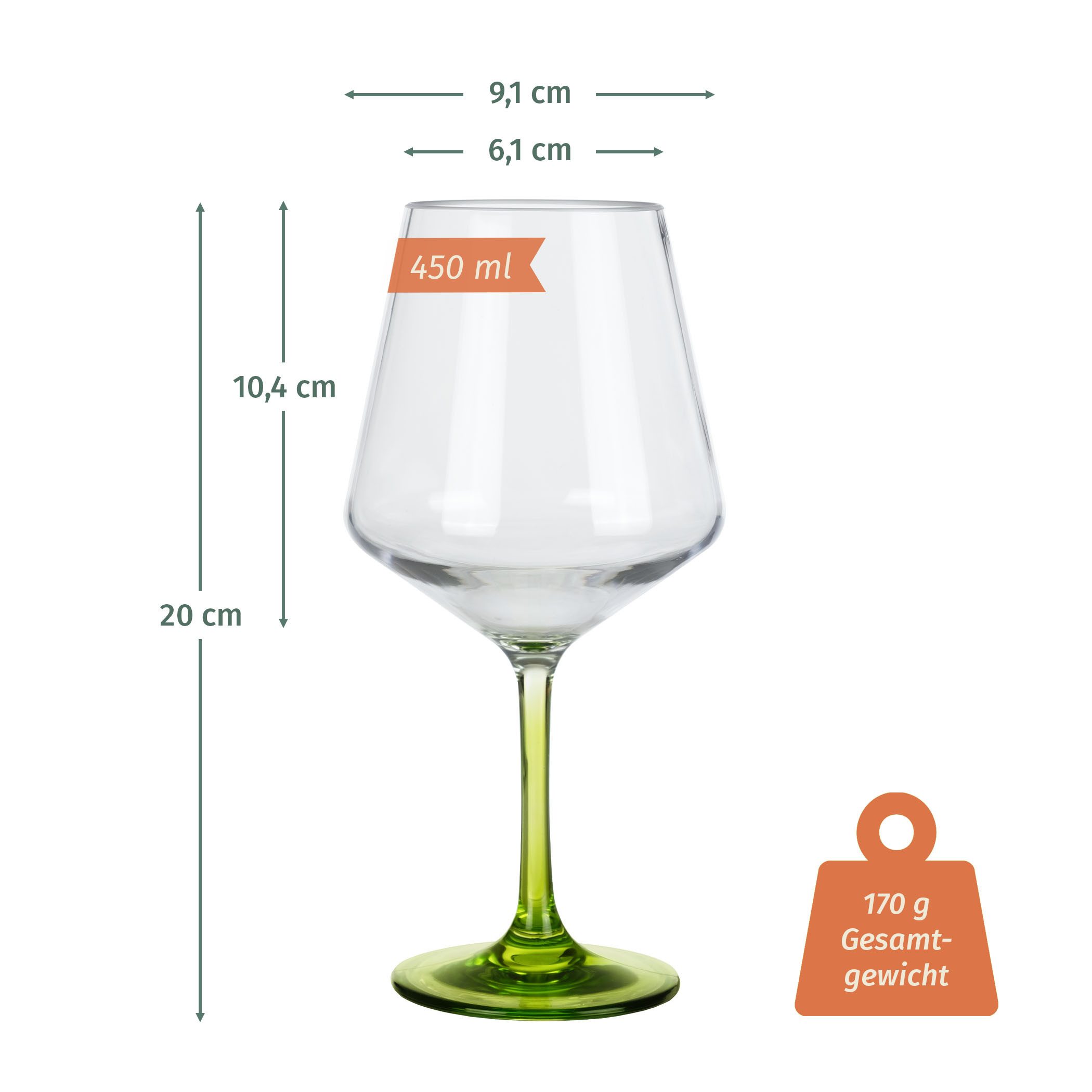 Moritz Weißweinglas Milano Weißweinglas green line 2er Set Polycarbonat 450 ml bruchfest – Bild 2 von 5