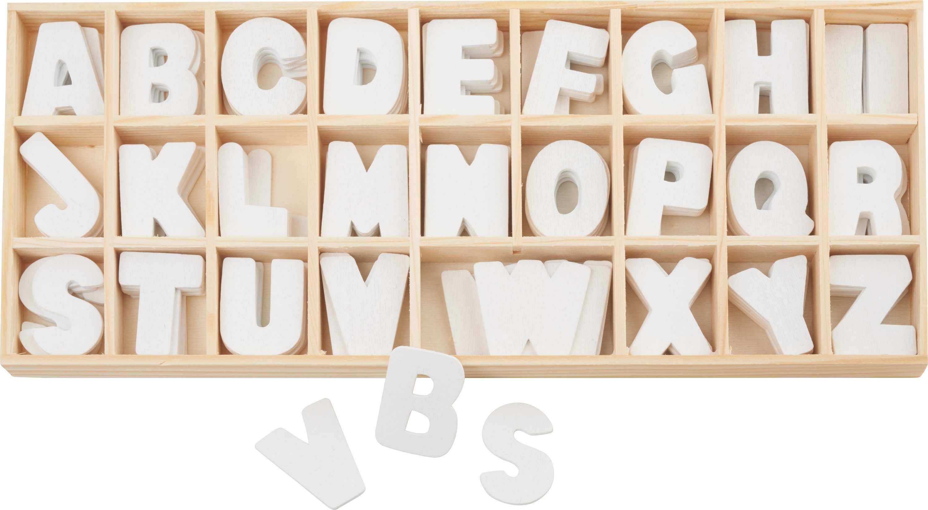 Buchstabensortiment Holz, 156 VBS Buchstaben weiße Deko-Buchstaben