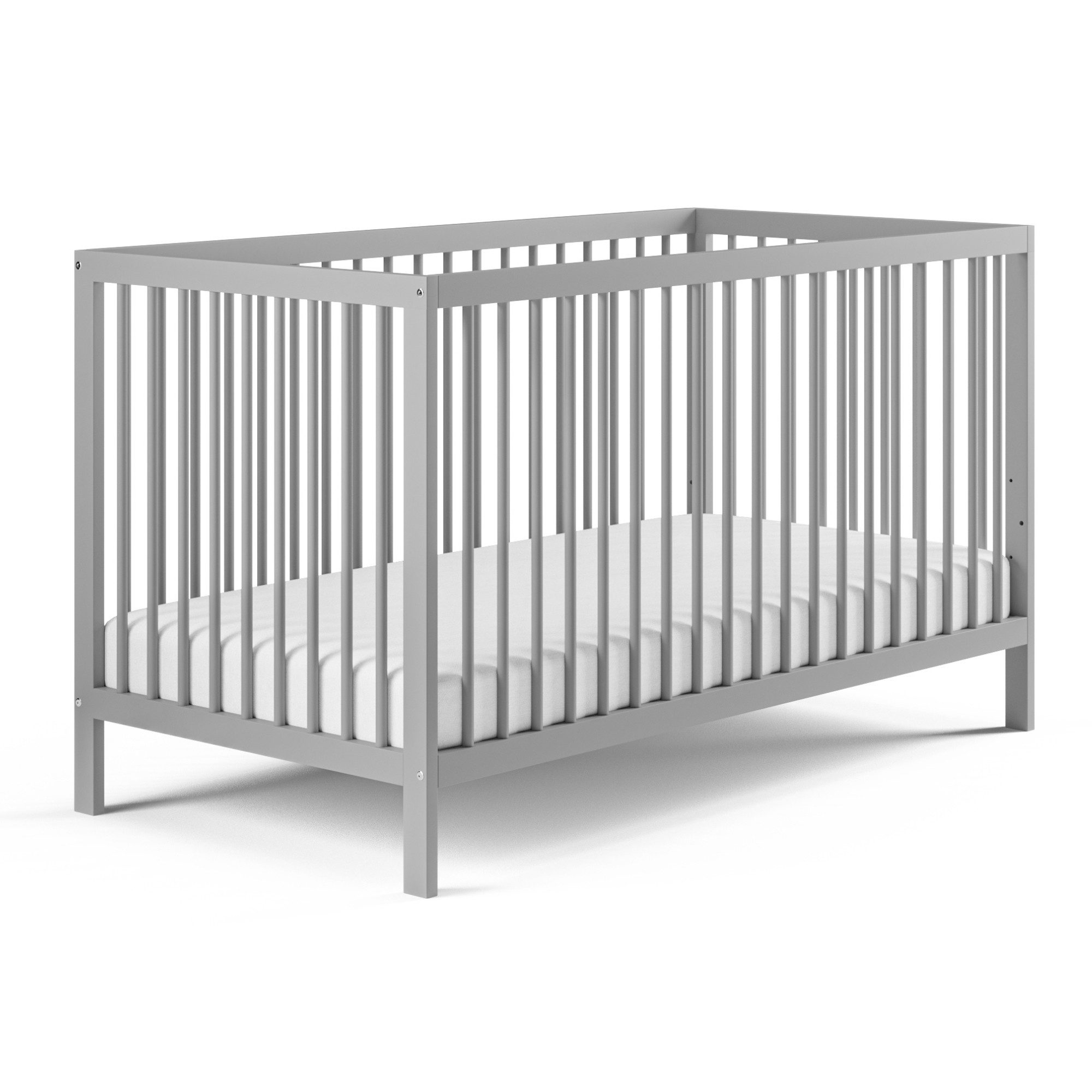 Kids Collective Kinderbett Babybett Gitterbett 60x120 und 70x140 cm herausnehmbare Sprossen (mit Lattenrost und herausnehmbaren Sprossen ab Geburt bis zum 3. LJ), 60x120 cm in grau