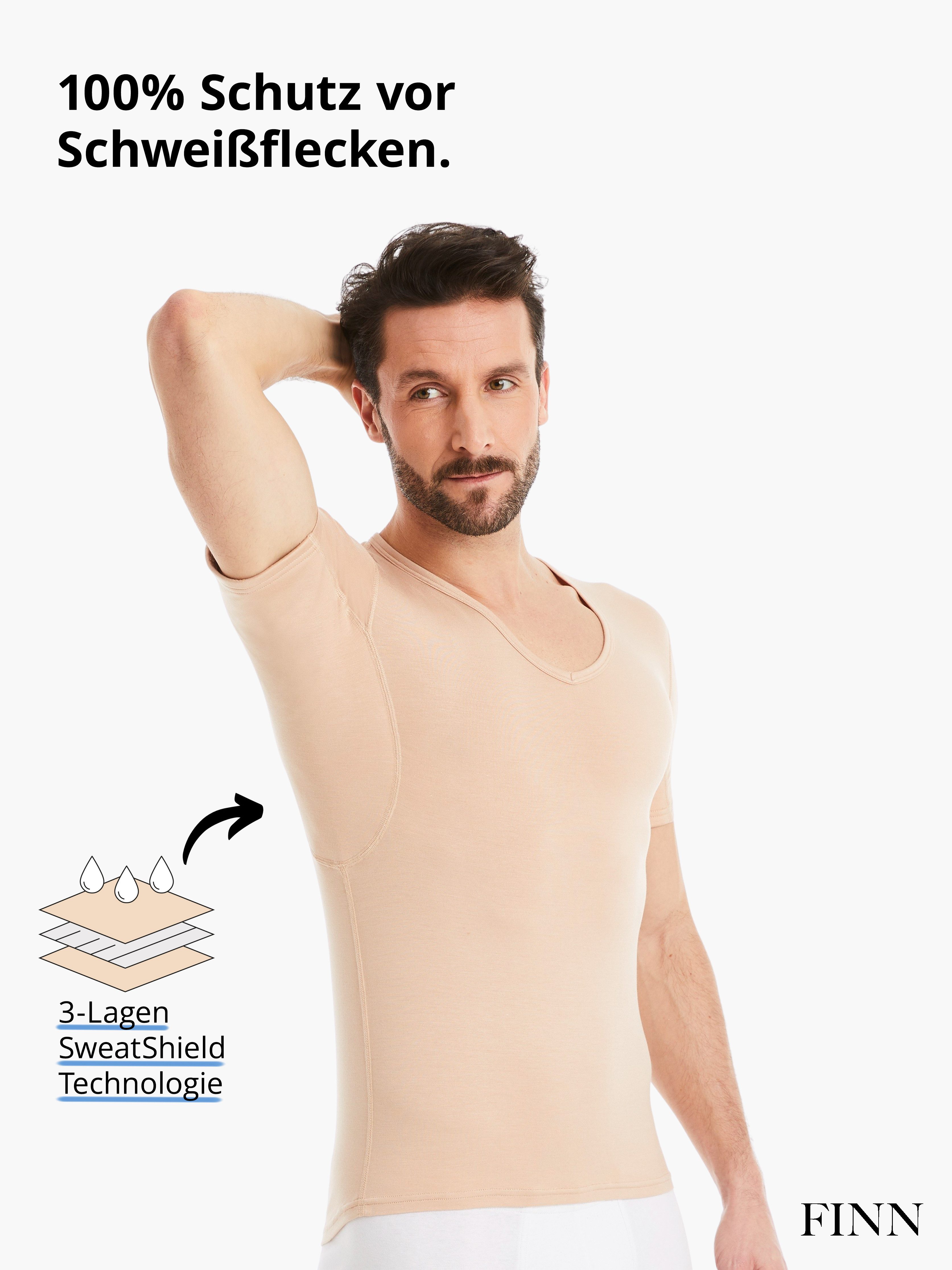 FINN Design Unterhemd Anti-Schweiß Shirt Herren mit V-Ausschnitt und integr günstig online kaufen