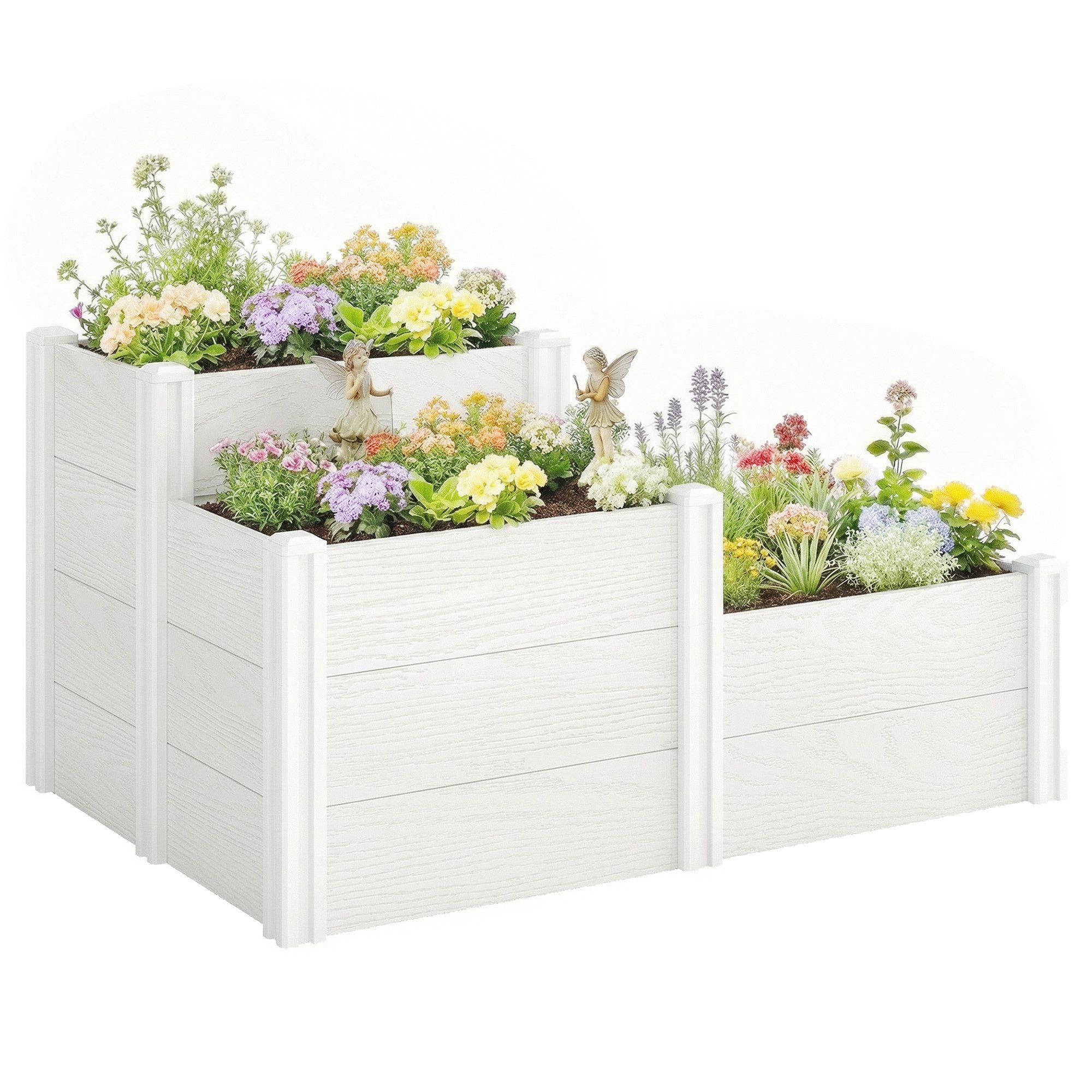 MC Star Hochbeet Hochbeet 3-stufig Stapelbar Gartenbeet (mit Offenem Boden, modulares Kräuterbeet DIY Montage Kunststoff)