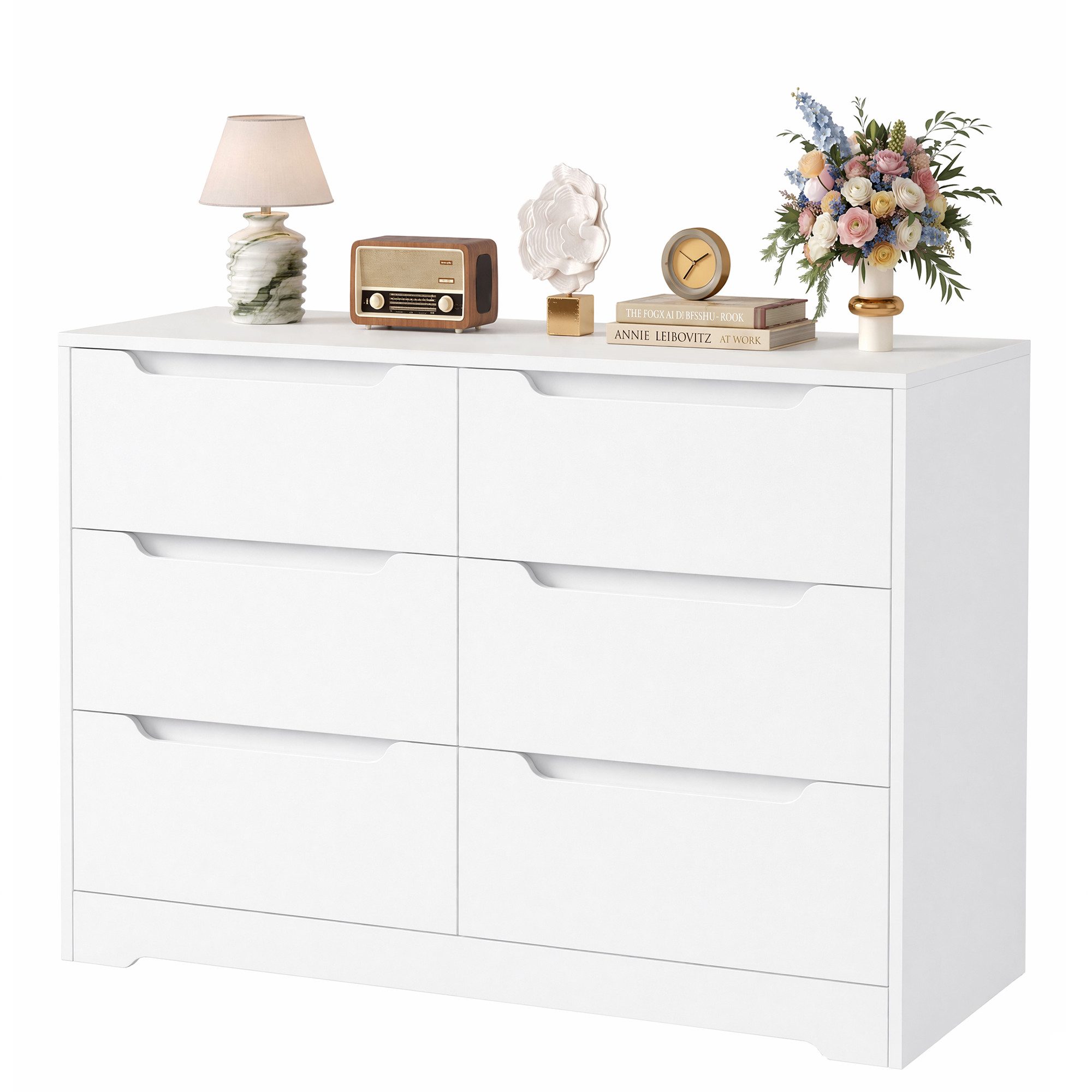 HOMECHO Kommode, mit 6 Schubladen, Schubladenschrank Modern Mehrzweckschrank aus Holz