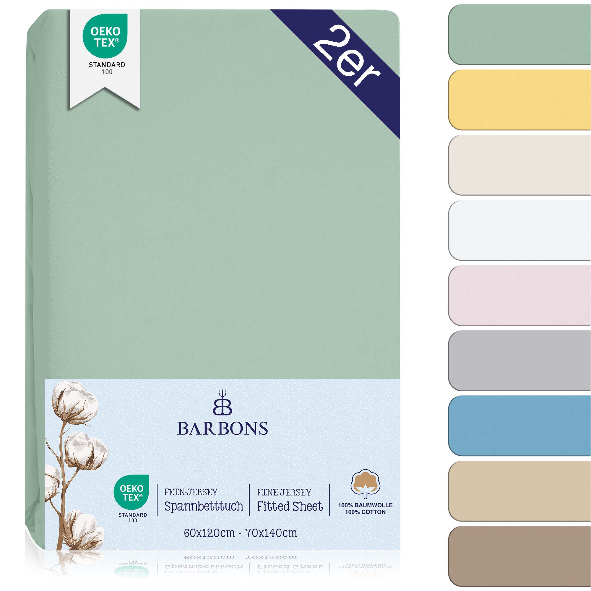 BARBONS Spannbettlaken 60x120 für Baby, Jersey Bettlaken Babybett, Kinderbe günstig online kaufen