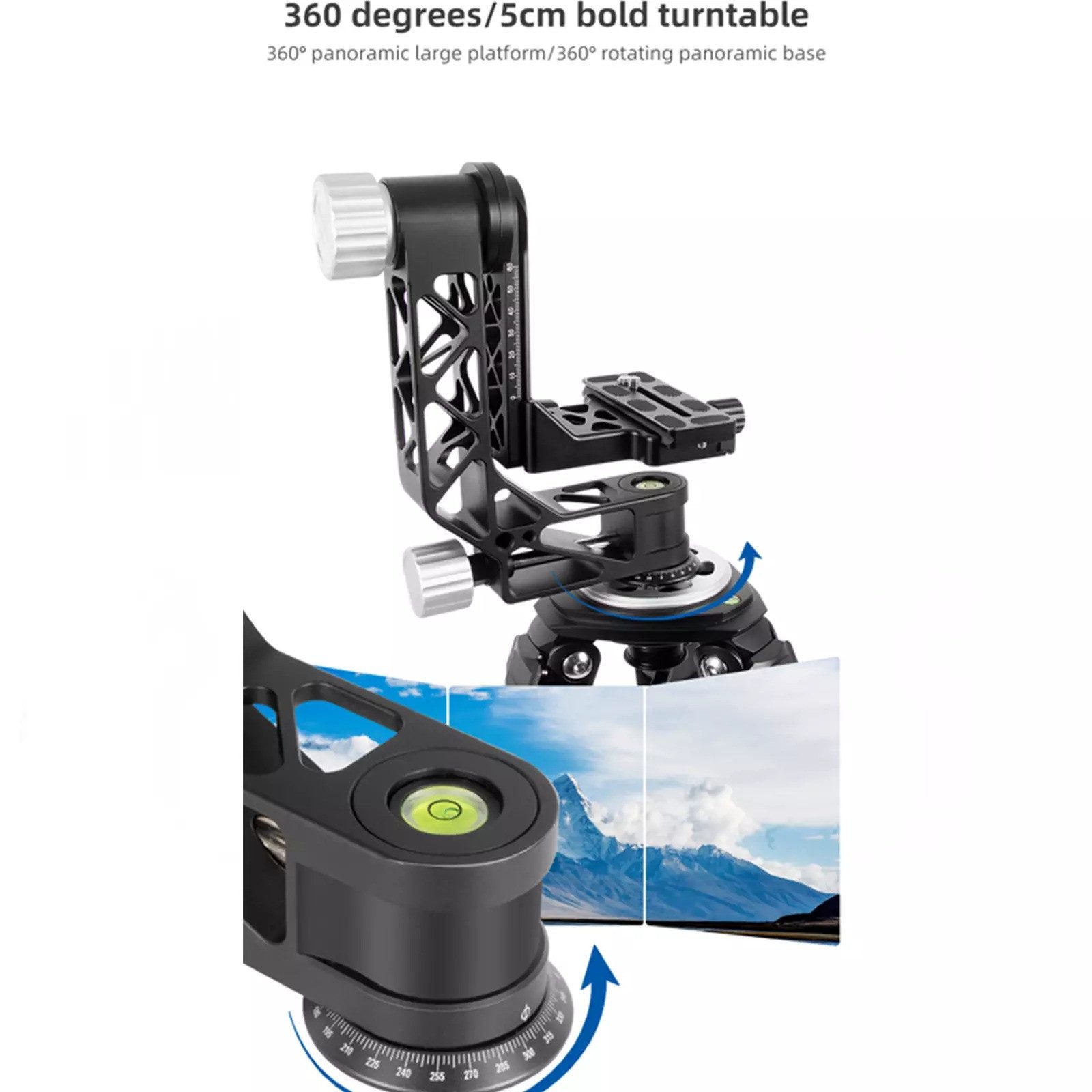 BEXIN 720° Panorama Gimbal Stativkopf mit Schnellverschlussvorrichtung Kamerastativ
