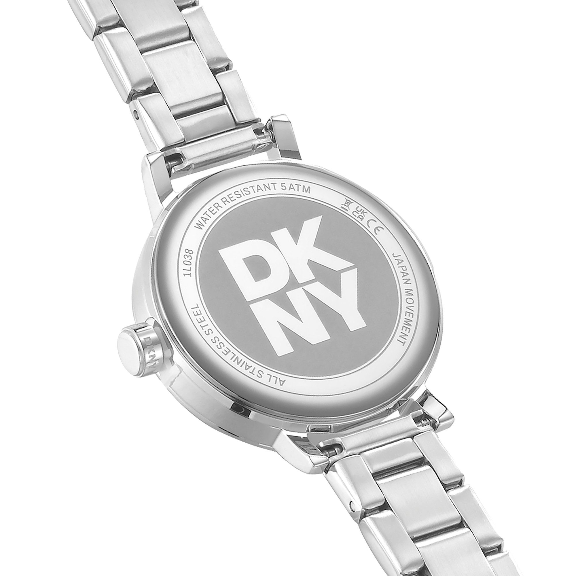 DKNY Quarzuhr Soho Glitz DK1L038M0045, Armbanduhr, Damenuhr, Edelstahlarmband, analog