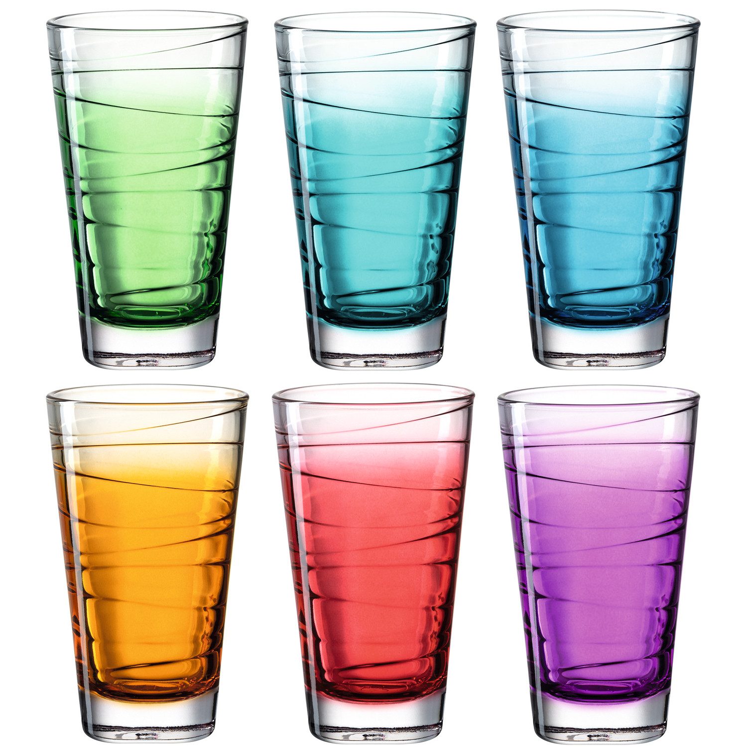 LEONARDO Glas Vario Struttura, Kalk-Natron Glas, 6 Trinkgläser, Spülmaschinenfest, bunt