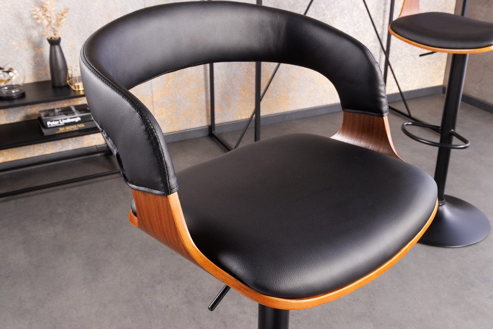 riess-ambiente Barhocker MANHATTAN schwarz / braun (Einzelartikel, 1 St), Kunstleder · Metall · höhenverstellbar · 360° drehbar · mit Lehne