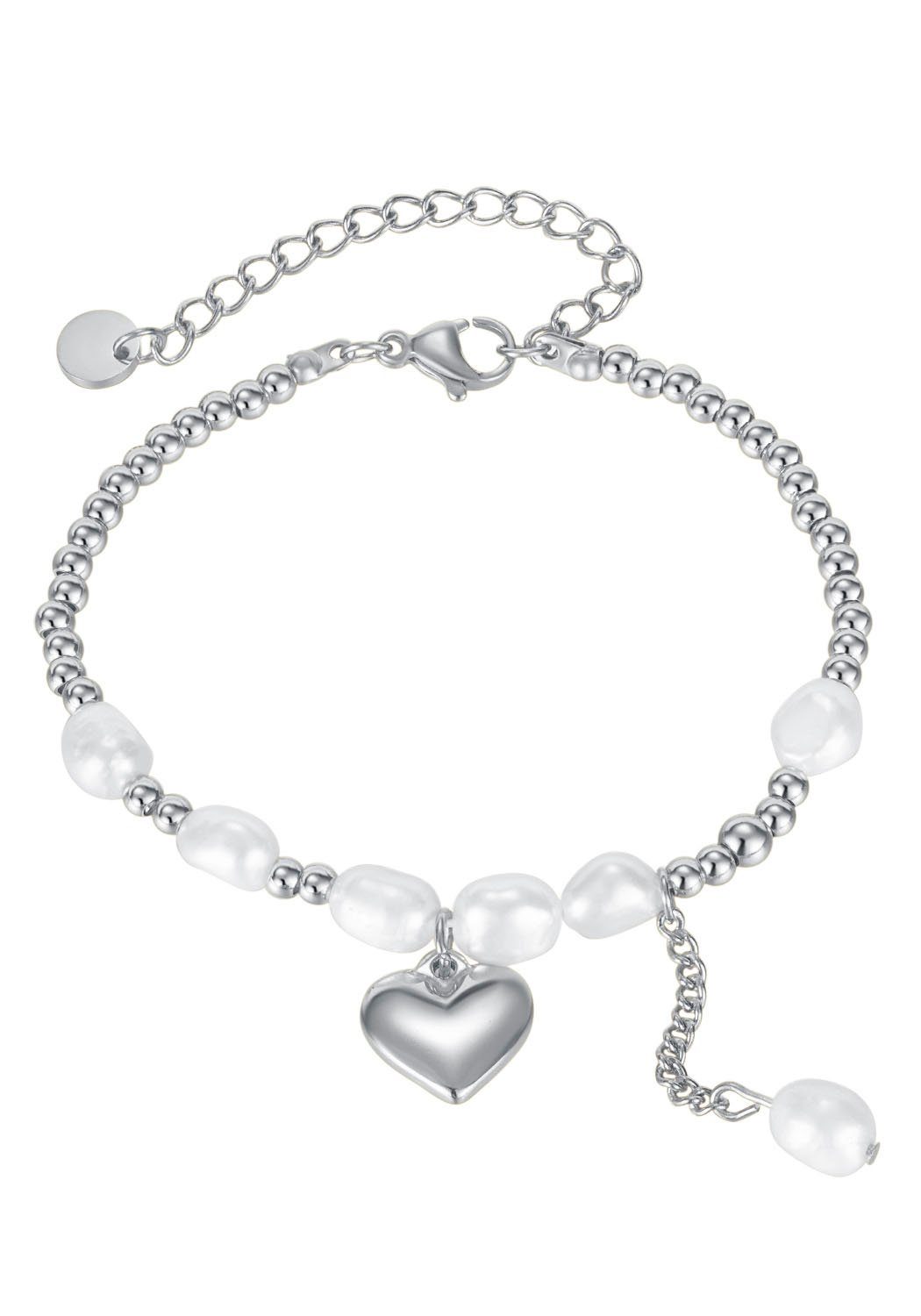 Firetti Edelstahlarmband Schmuck Geschenk Herz & Perlen, mit Süßwasserzuchtperle